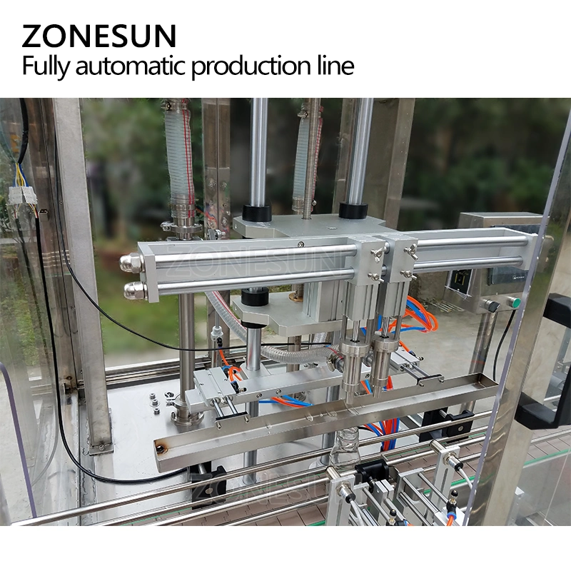 Zonesun Zs-Fal3500 Full Automatic Production Line Round Bottle Liquid Essential Oil Detergent Drinks Hand Sanitizer Packing Filling Capping and Labeling Machine