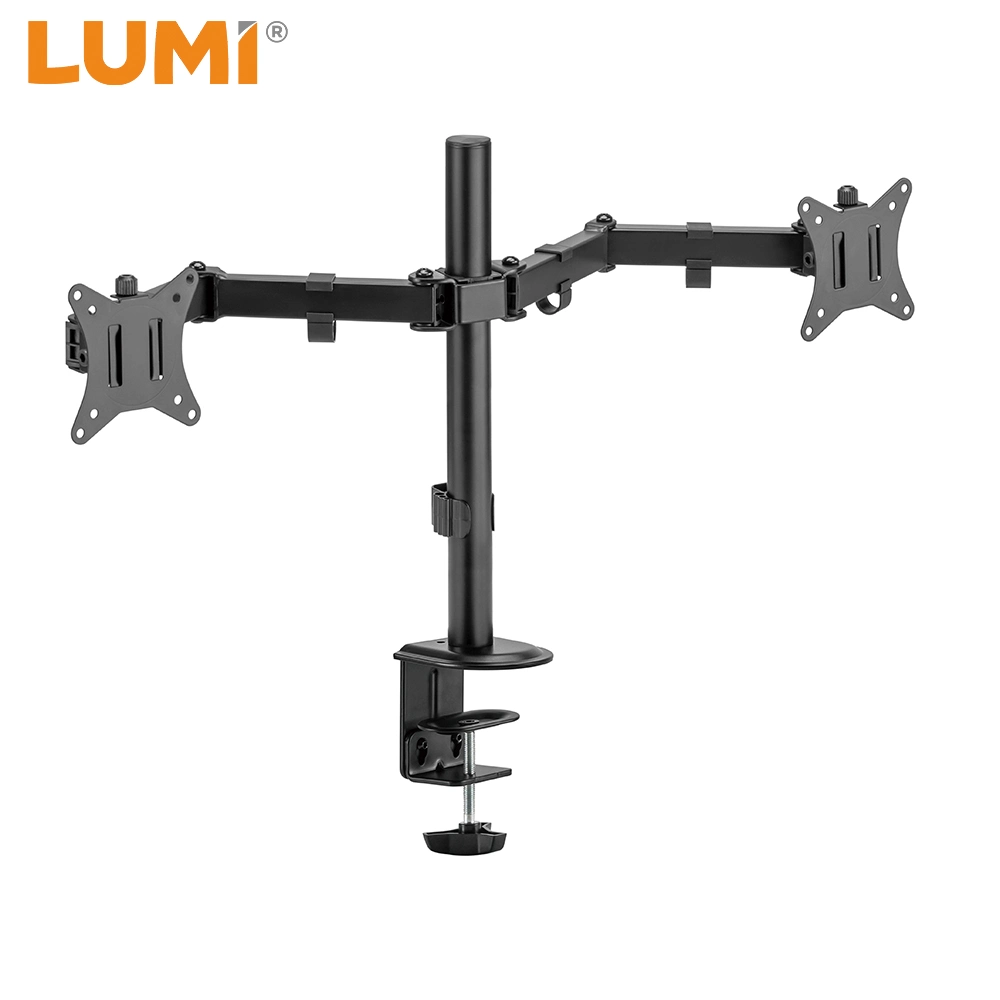 Factory Customizable Cheap Computer PC Desk Mount Height Adjustable Steel Articulating Dual Monitor Stand Arm for Home Office Furniture