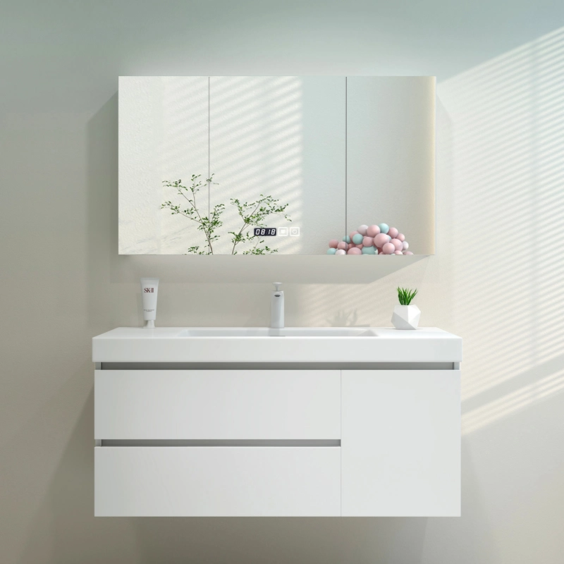 High quality/High cost performance Solid Wood Design Made in China Modern White Bathroom Cabinet Mirror Cabinet Vanity Sets