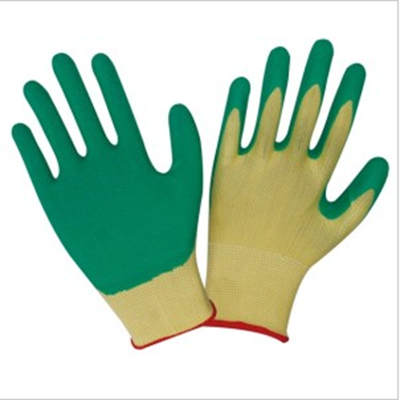 Las obras de seguridad industrial Guantes con recubrimiento de látex (verde).