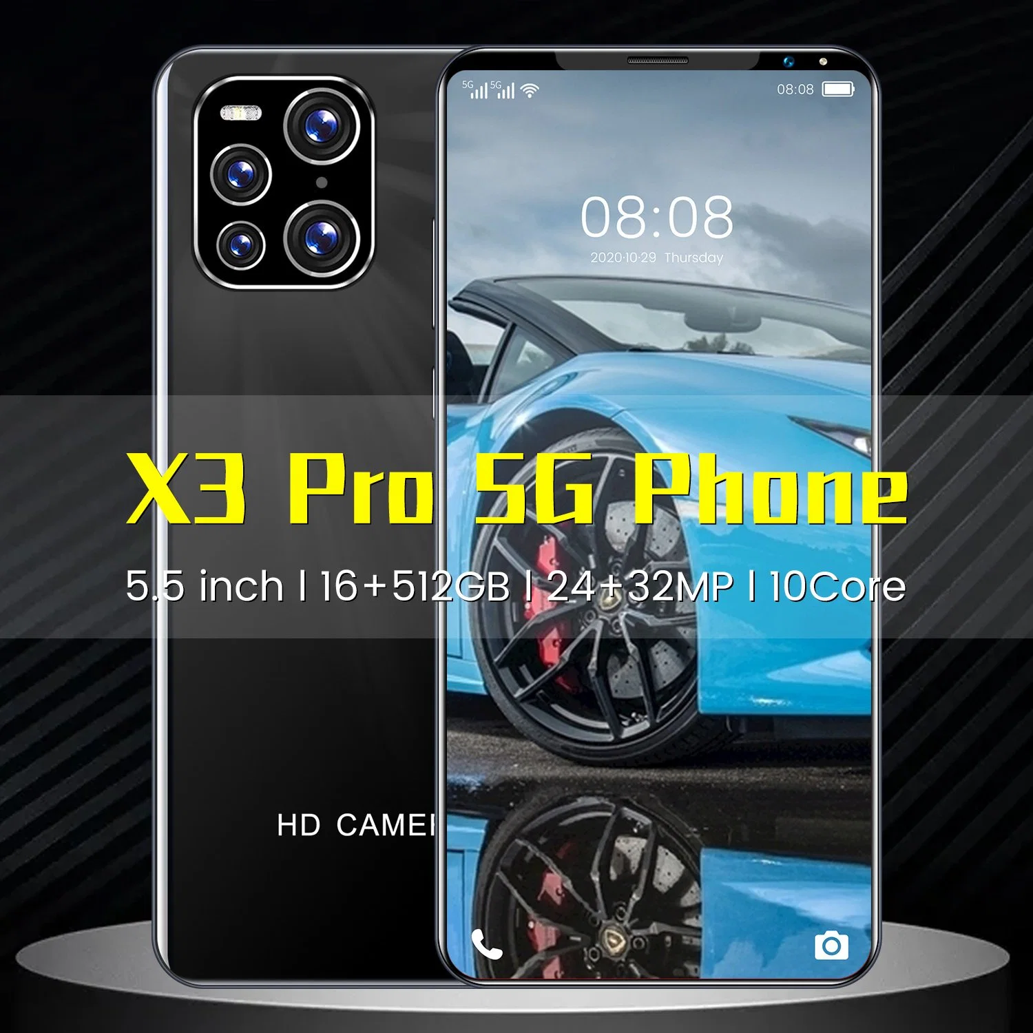 X3 PRO Triple Camera Cellphone 6.53" 13MP Selfie Triple Slots Dual 4G Mobile Phone