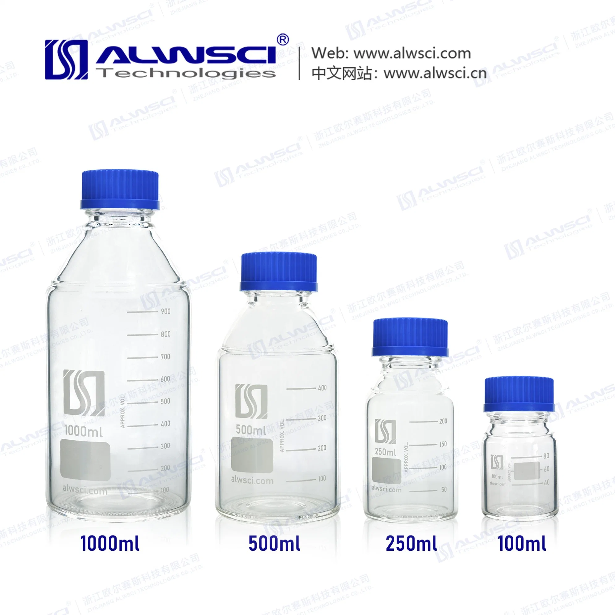 100ml Gl45 Clear Glass Reagent Bottle with Closed Screw Cap