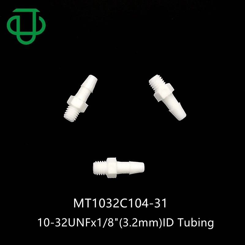 10-32UNF Macho Rosca de tornillo para ID de 3,2 mm de nylon blanco tubo rosca del conector del tubo de plástico