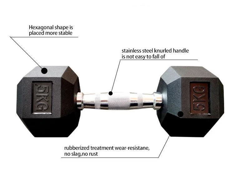 Cheap Cast Iron Hex Dumbbels 10kg Rubber Dumbbell Set for Sale