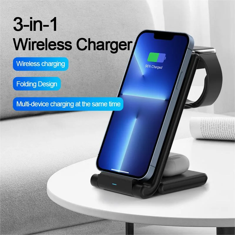 3-in-1 Foldable 15W Wireless Charger Simultaneous Fast Charging of Mobile Phones/Watches/Earphones