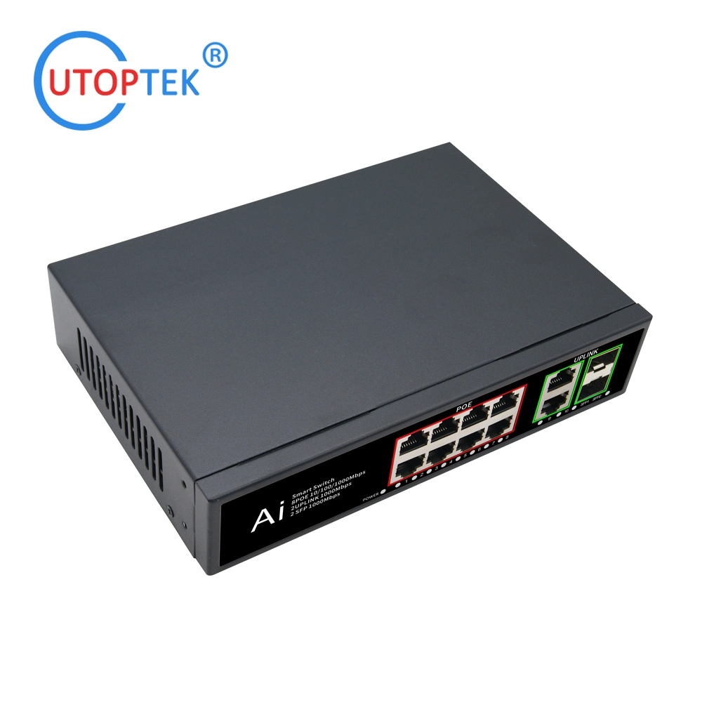 Poe Switch Gigabit 8*10/100/1000m Poe + 2*1000Mbps UTP+2xge SFP 8port Gigabit Poe Switch