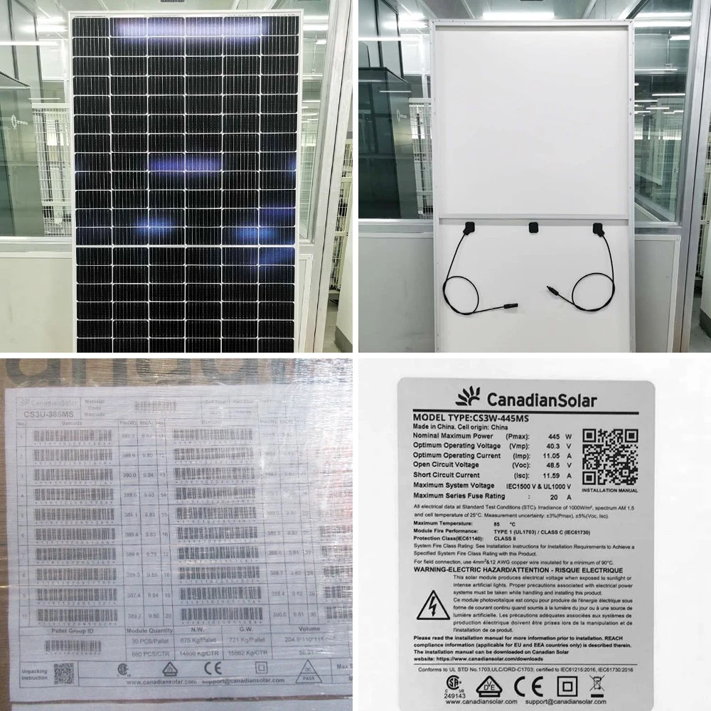 Cs6l-Ms CW Canadian Black Frame Solar Panel 450 واط 455W ألواح شمسية بقوة 460 واط 470 واط 550 واط