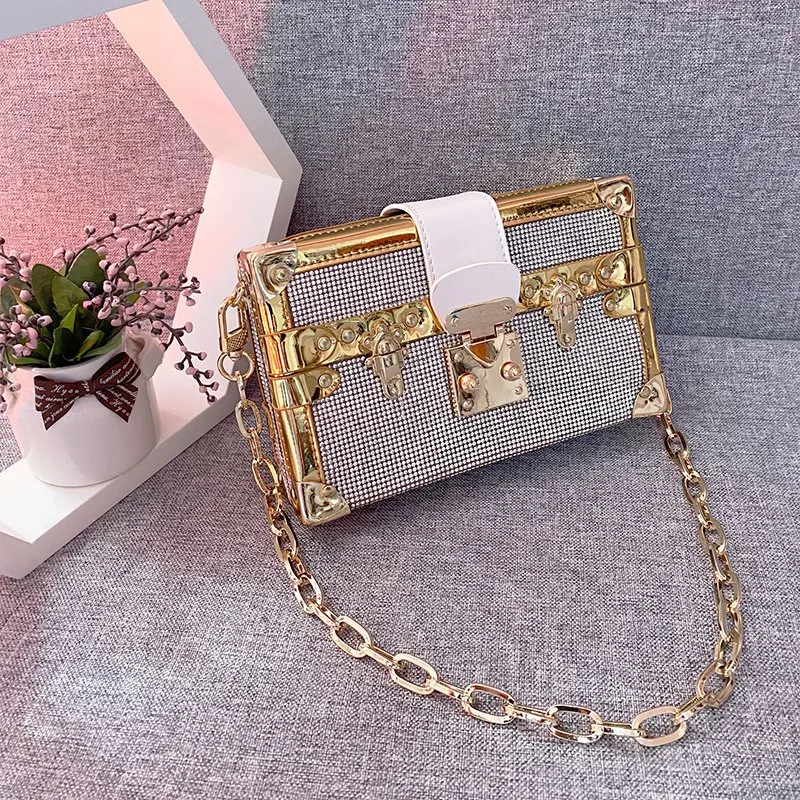 Sh2329 Petite Malle Crossbody Customized Crystal Clutch Luxury Lady Designer Women Handbag Custom Shoulder Bags Diamond Mini Square Small Chain Box Purse Bag