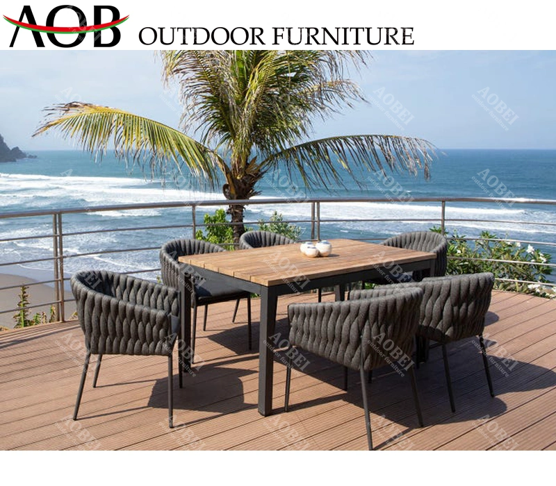 Modern Garden Exterior Home Outdoor Hotel Bar Beach Restaurant Fabric Conjunto de móveis de mesa para cadeira de jantar