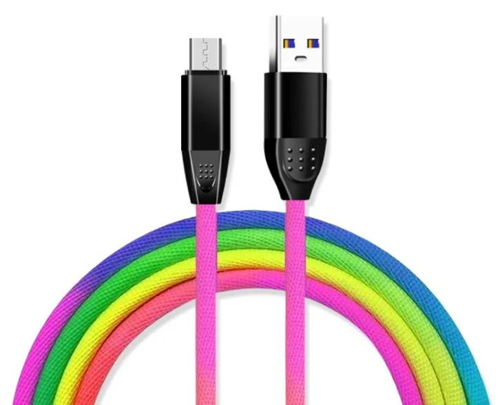 Smart Phone Cable Rainbow Colors Braided Data Cable