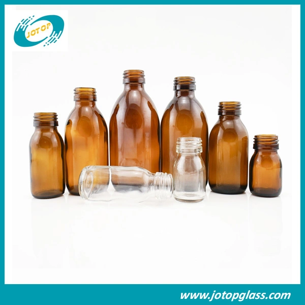 Glass Bottles for Syrup for Pharmaceutical with Amber or Transparent Color