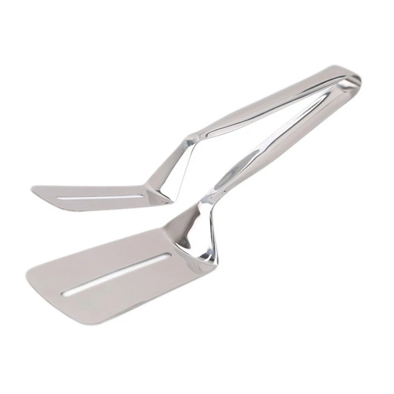 Custom Logo BBQ Stainless Steel Food Tong Shovel Spatula Multipurpose Bread Meat Vegetable Clamp BBQ Clip Home Camping Cooking Tools