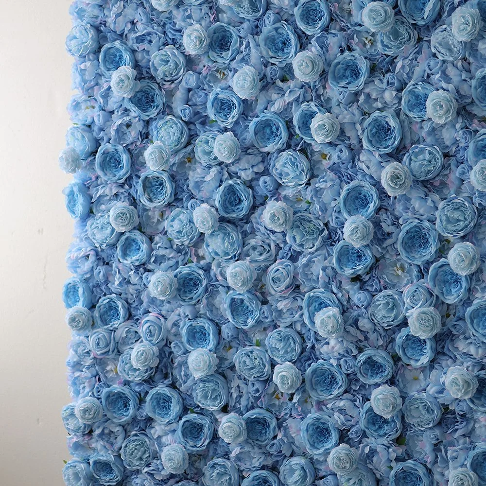 Hot Sale Ocean Blue Flower Decoration Wall Panel Artificial Rose Wall for Wedding Party Banquet Decoration