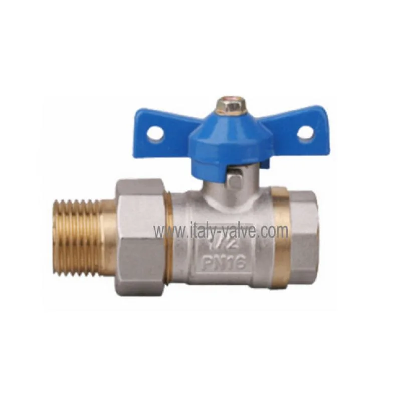 1/2" Forging Brass Union End Blue Butterfly Male Thread Water Valve