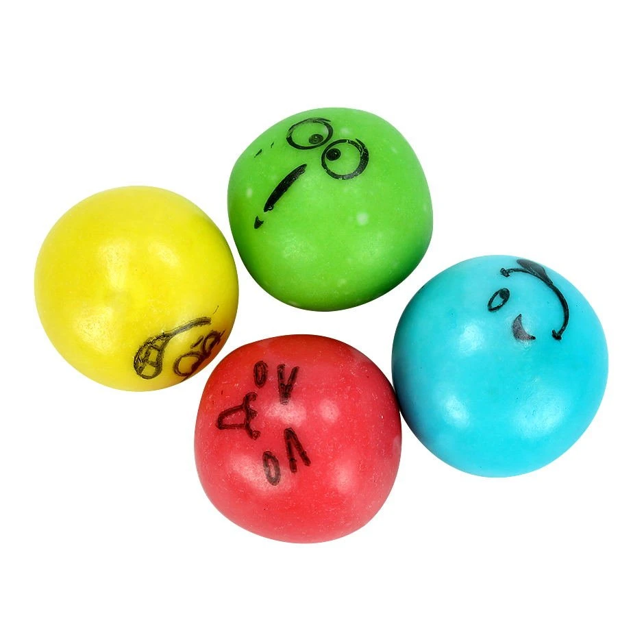 Halal Multi-Color Fruit Flavor Smile Face Round Ball Hollow Bubble Chewing Gum Candy