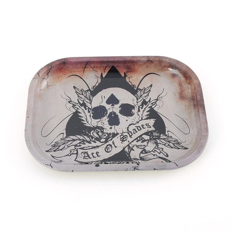 Hot Sale Low MOQ Tin Tobacco Cigarette Smoking Cookies Cool Weed Trays Custom Small Size Mini Plain Rolling Tray