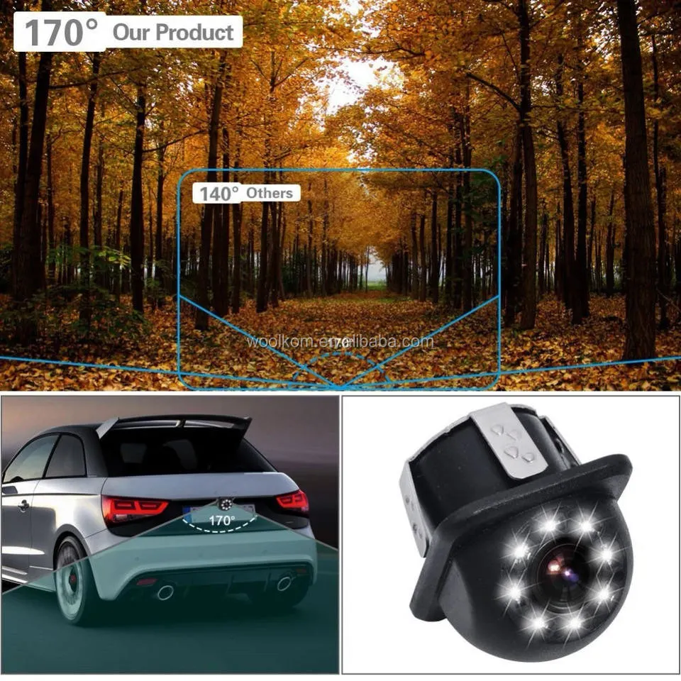 20mm Hole Drilling Side View Camera Side Mirror Mount Reverse Mirrored Image with No Parking Assistance Lines