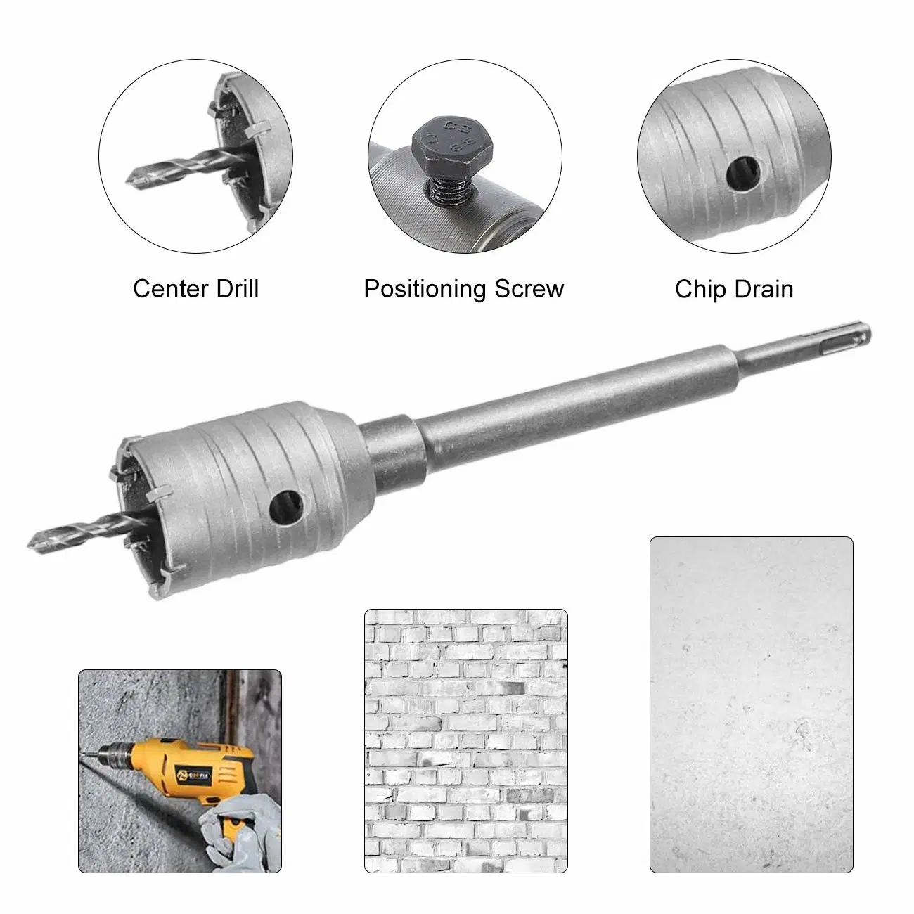 65mm 50mm 30mm SDS Plus Schaftbohrlochsäge aus Hartmetall Cutter Beton Zement Stein Wand Bohrer Kit