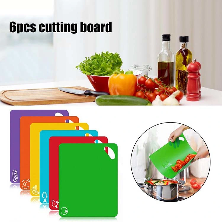 6PCS Flexible Kitchen Plastic Chopping Board Vegetable Foldable Cutting Cuttingboard