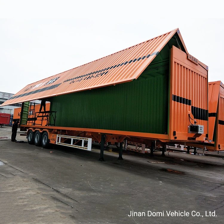 Eje 4 50t Cuadro apertura Van ALA ala lateral abierto Trailer 3 ejes 40 toneladas de 60 Ton Van ala Caja de carga de remolque semi remolques