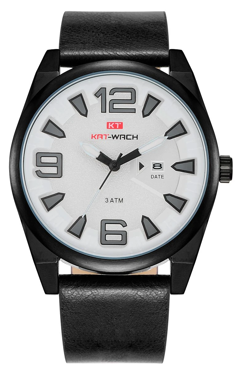 Top Quality Cool Men Watches Stainless Steel Case Leather Strap Wrist Watch Quartz Luxury Men Wristwatch