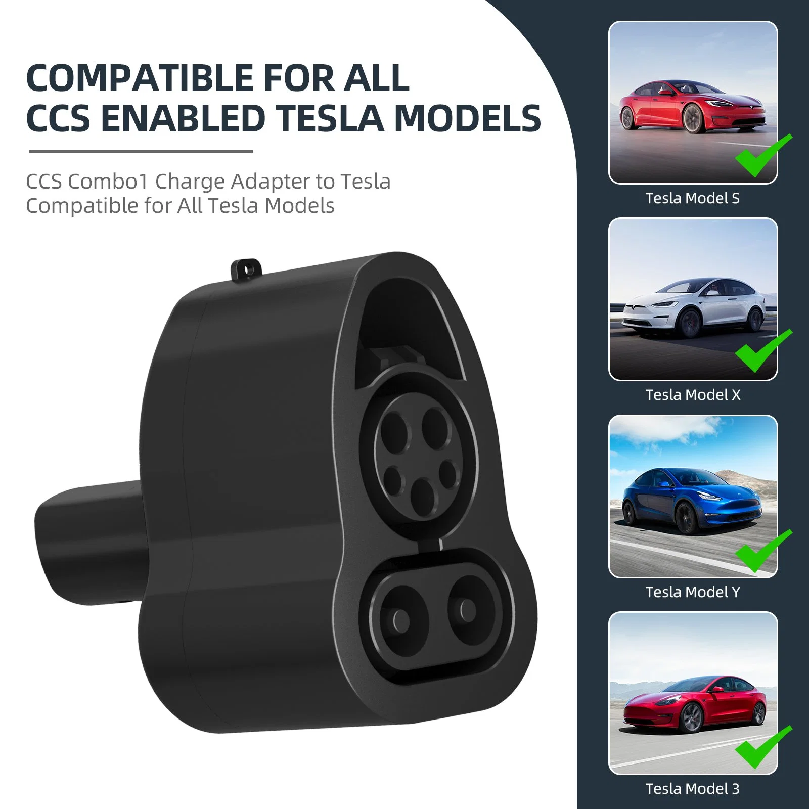 Tesla CCS Combo 1 Cargador adaptador 250kw compatible con Tesla Modelo 3 y X S - CCS1 adaptador de carga portátil Cargador móvil carga rápida para Tesla