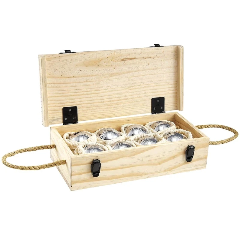 Vente en gros Custom 8PCS Metal pétanque boules boules boules boules boules boules de boules ensemble avec Boîte en bois