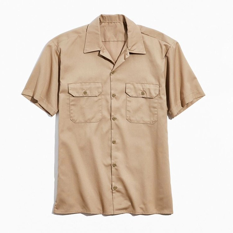 Großhandel Neueste Slim Fit Kurzarm Mode Turn Down Kragen Hemd Khaki Arbeitsshirts für Herren