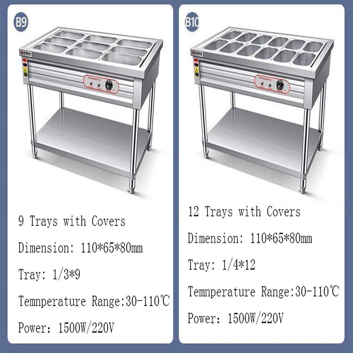 Bain Marie Buffet Equipment, Folding Stainless Steel Warming Food Warmer Food Display Warmer