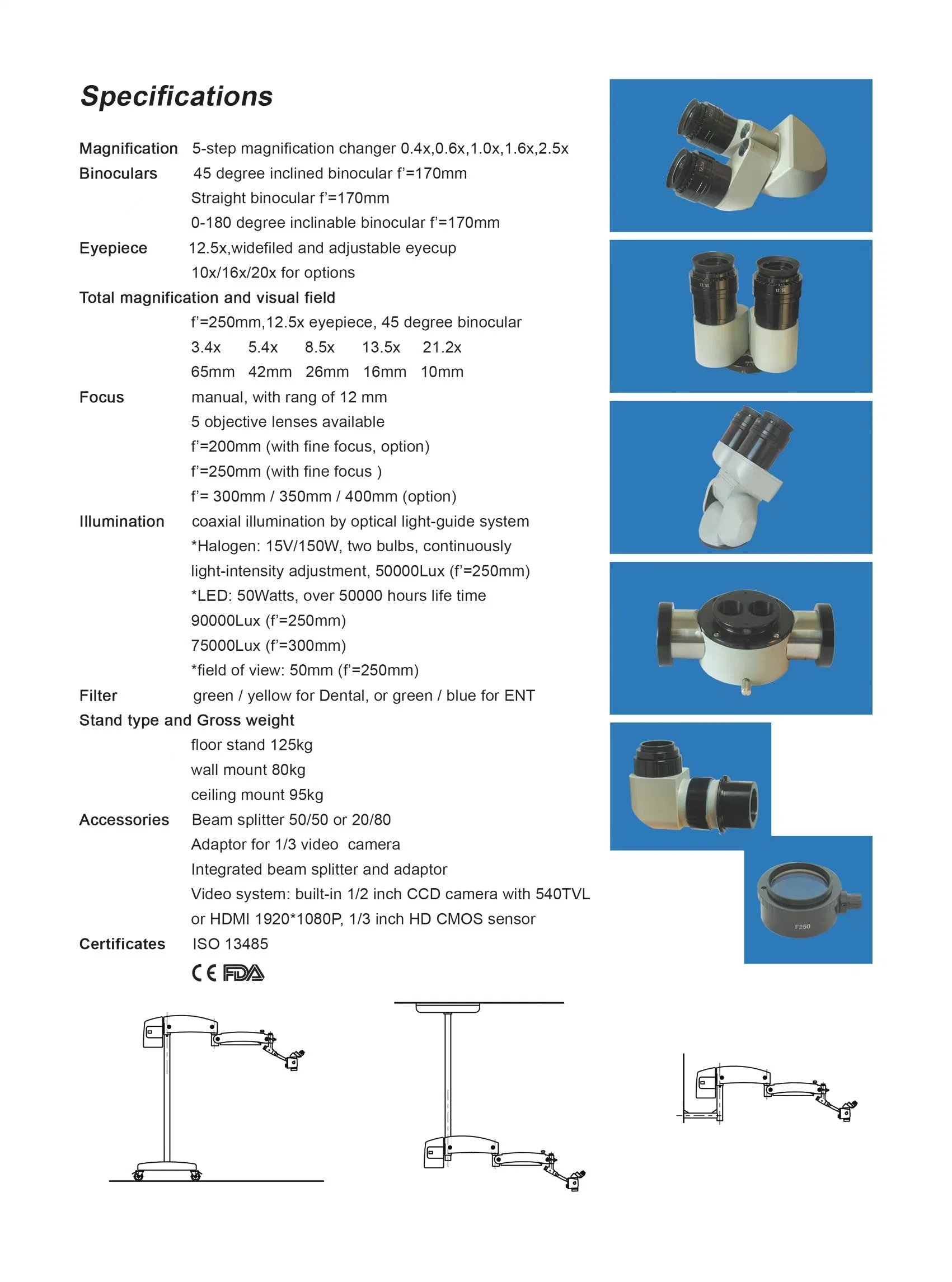 Multi-Function Microscope Medical Surgery Microscope for Dental Ent Department Microscope