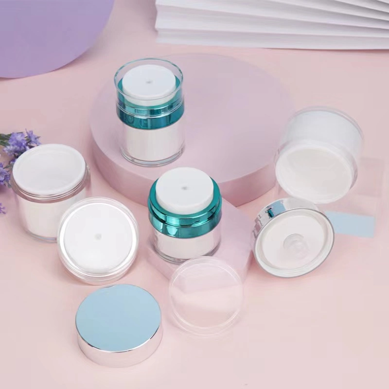 Claro recargable cosméticos Airless Jar para cremas, geles y lociones a prueba de fugas sin BPA Contenedor de viaje de tamaño portátil 30g 50g