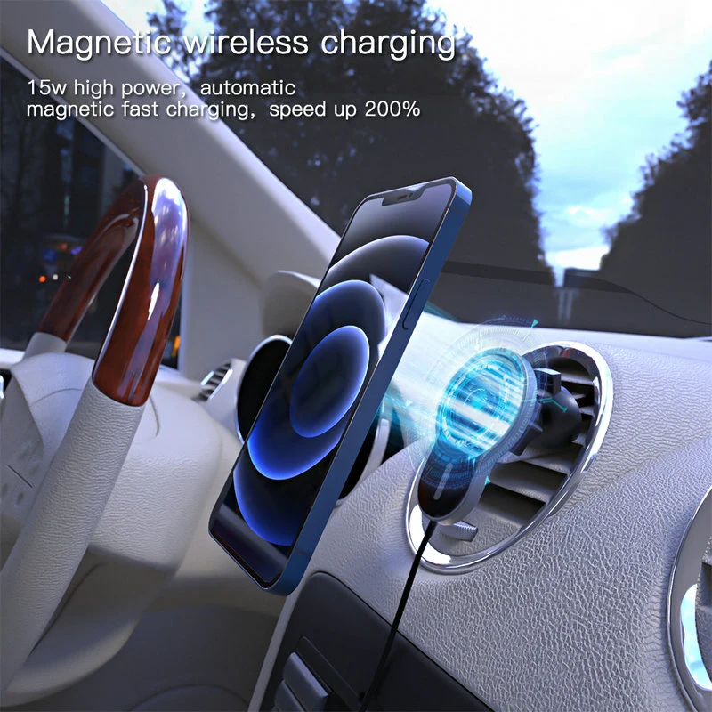 Быстро портативный мини-Car держатель стекла установите всасывающий телефон Qi 15W магнитного автомобильное зарядное устройство беспроводной связи для магнита Magesafe телефон 12 серии