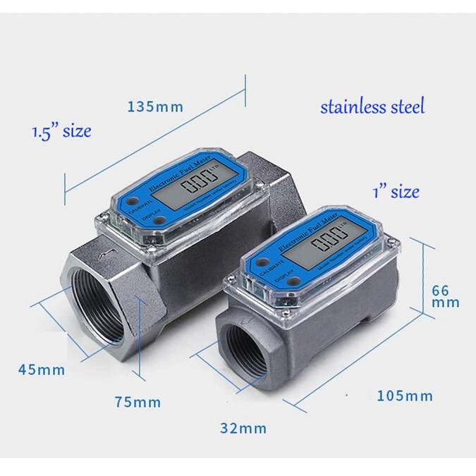 Mechanical Flow Meter FM-120 1" for Fuel Dispenser 4-Digit Diesel Gasoline Petrol Oil Gallon Liter Counter Gauge 1 Inch Analog Fuel Flow Meter