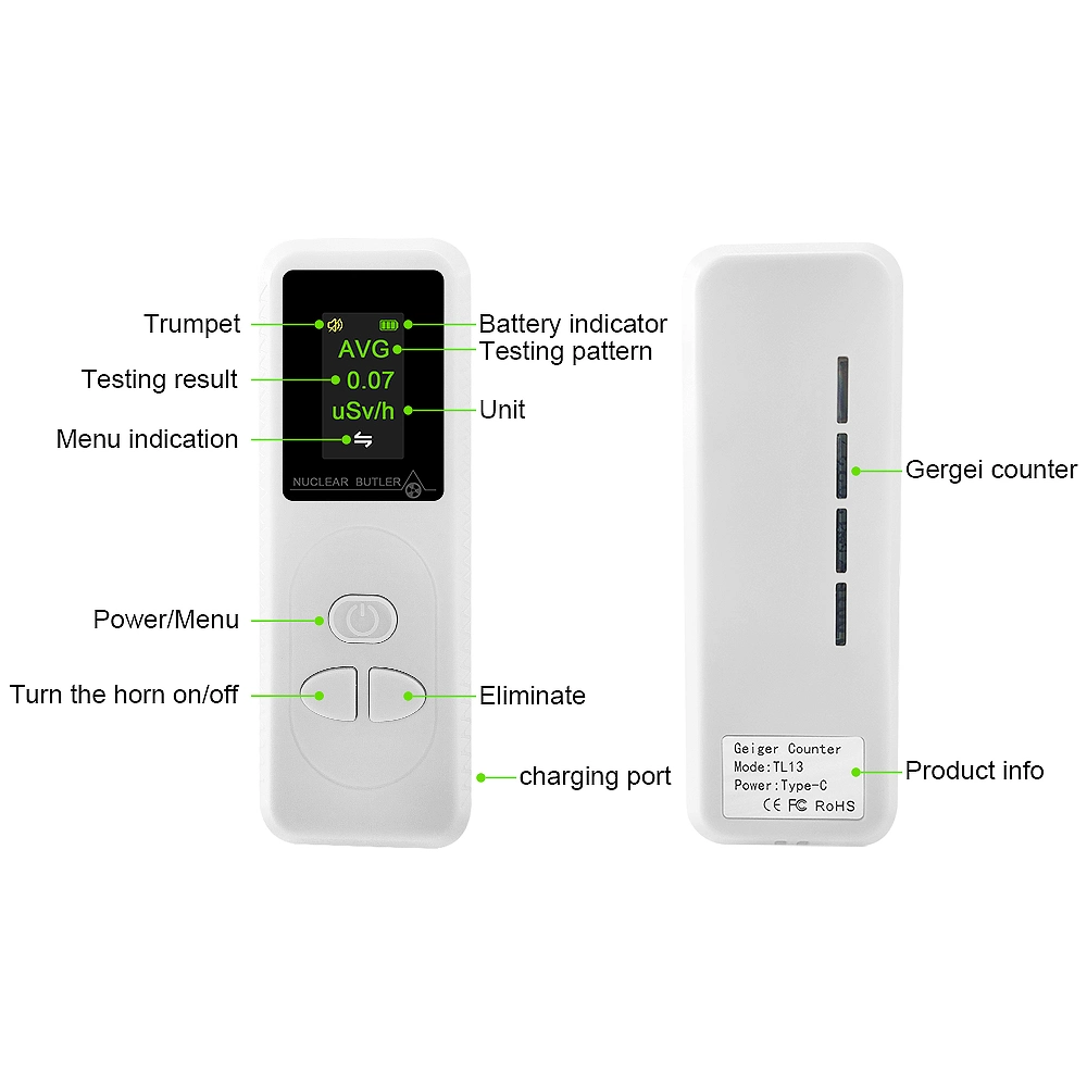 Портативный цифровой дисплей TFT с высоким уровнем излучения B-Ray Y-Ray X-ray Geiger Counter Nuclear Radiation (Бентгеноконтрастное рентгеновское излучение Гейг