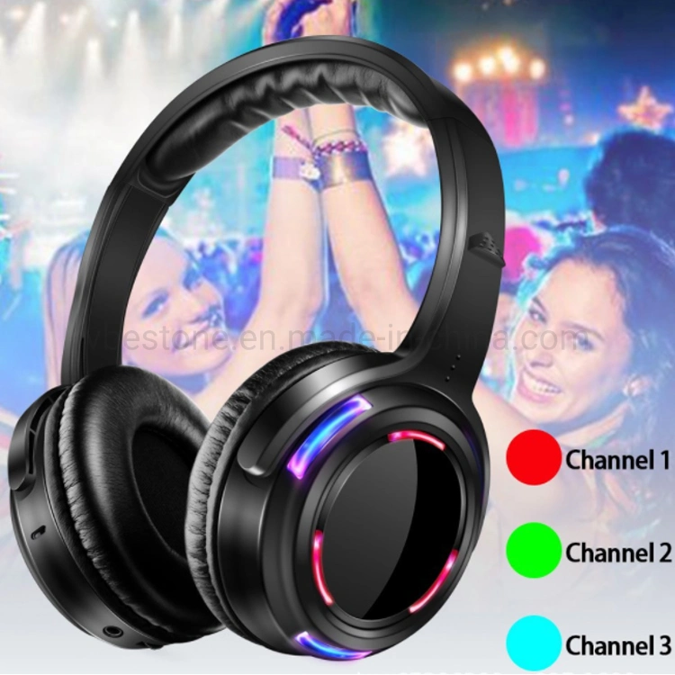 Wireless Silent Disco Headphone Wholesale/Supplier 500m Control Distance Quiet Party Headset Stereo Silent Disco Headphones with Transmitter