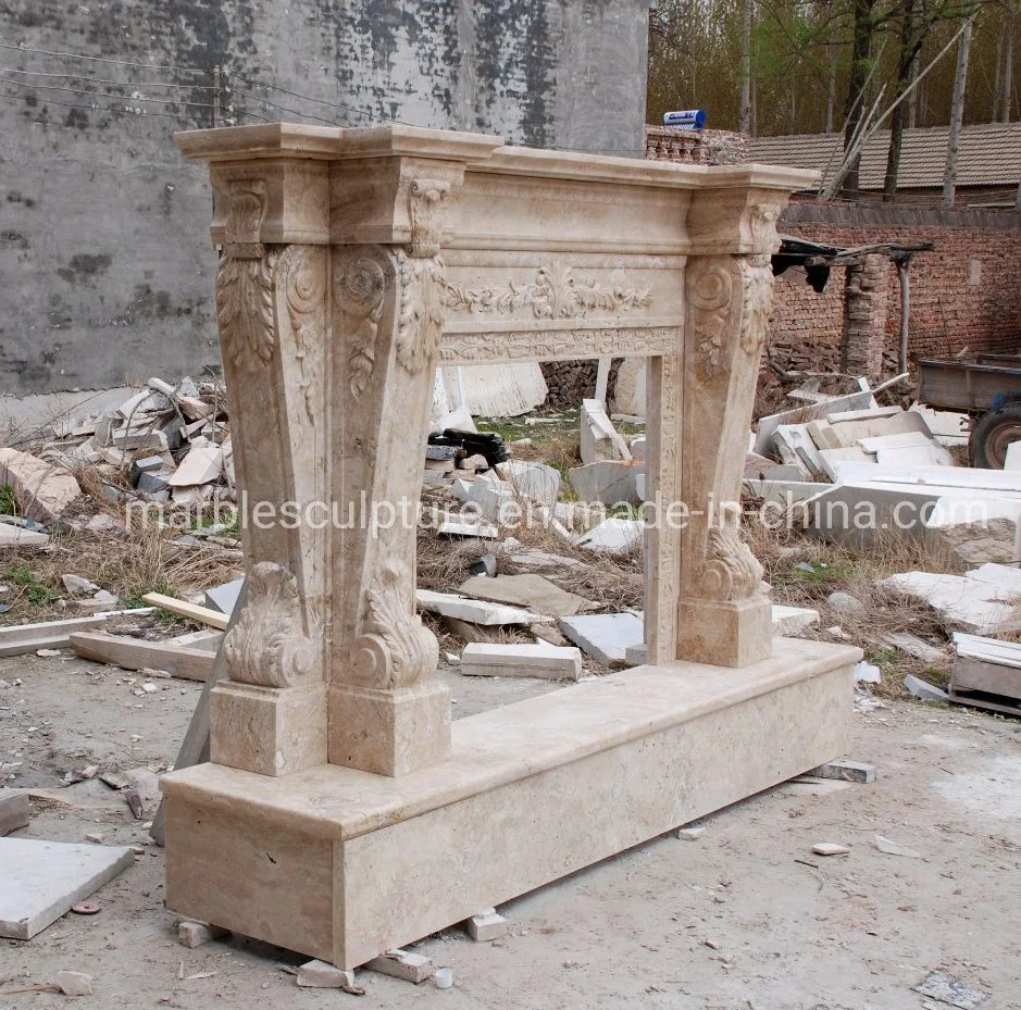 Most Popular Antique Travertine Stone Marble Fireplace (SY-MF301)