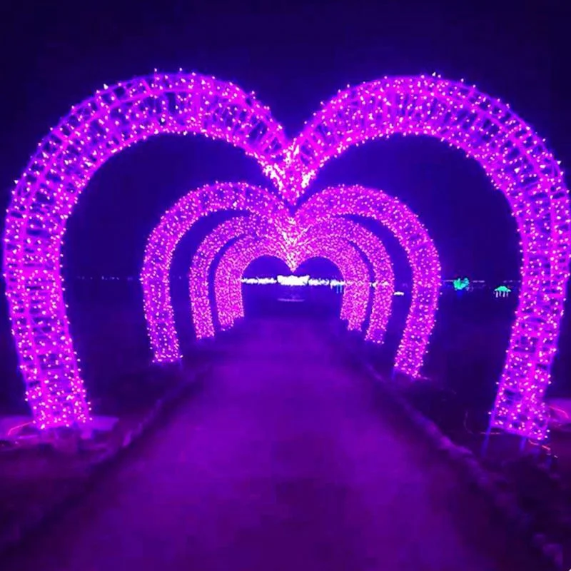 Outdoor 3D Giant Heart-Shaped Christmas Decor Arch Motif Light for Mall Park Decor