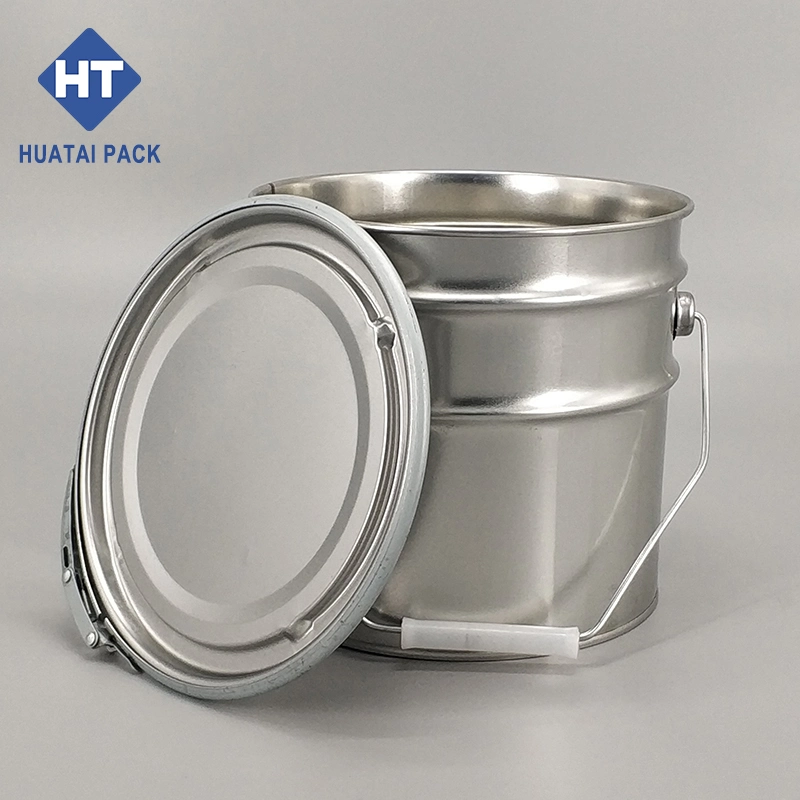 10L Custom Logo Paint Tinplate Barrel Bucket with Ring Lock for Coating