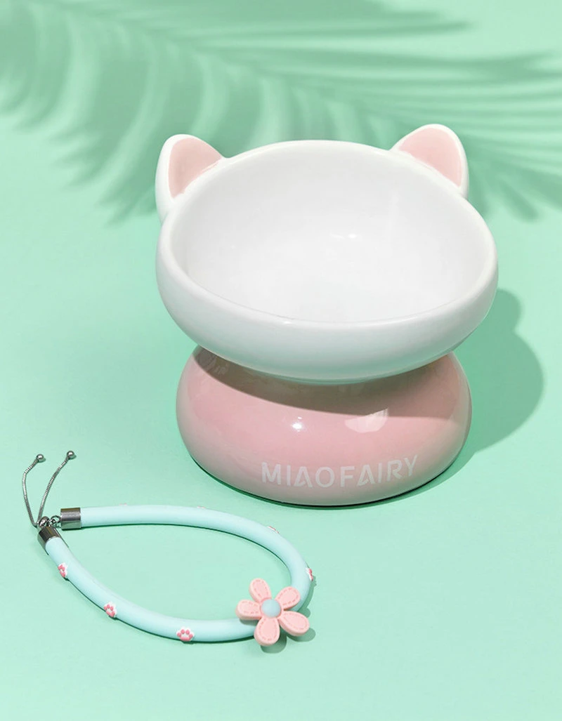 Pet Bowl Cat Bowls Non-Slip Pet Feeding Bowl Shallow Cat Water Bowl Macaron Ceramic Wbb19343