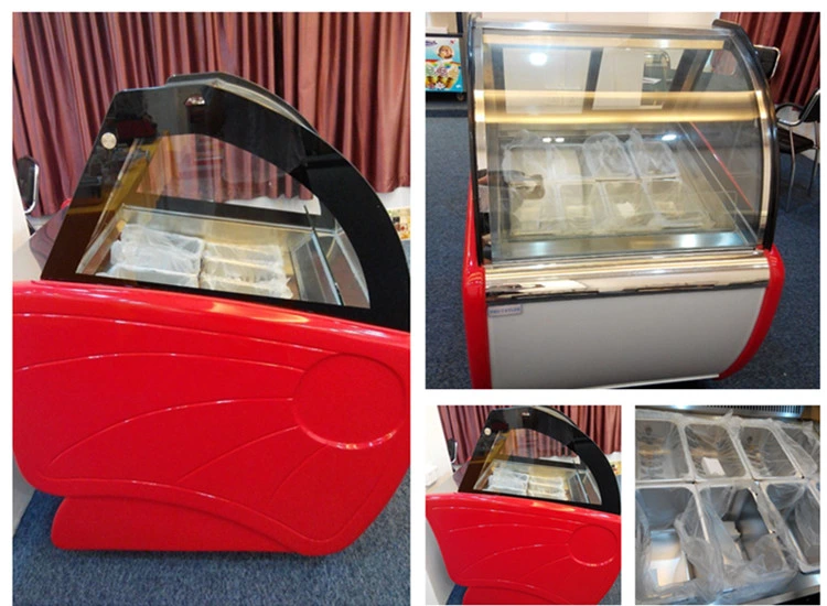 Basic Customzation Stainless Steel Pan Italian Ice Cream Display Cabinet Gelato Showcase Freezer