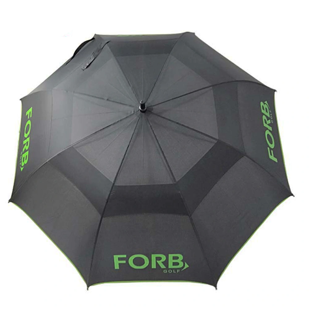 Oversize Double Layer Vented Auto Open Fiberglass Golf Umbrella Manufacturer China