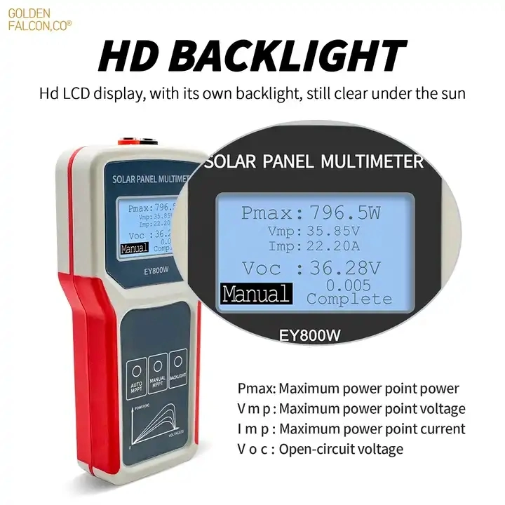 MPPT Digital PV Meter Smart Stromspannungsprüfer Solarmodul Multimeter mit LCD-Display