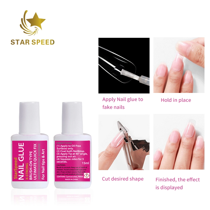 Professional Fast Drying Bond Glue Accept Custom Logo Wholesale/Supplier Brush on Nail Glue 15g for Nail Tips