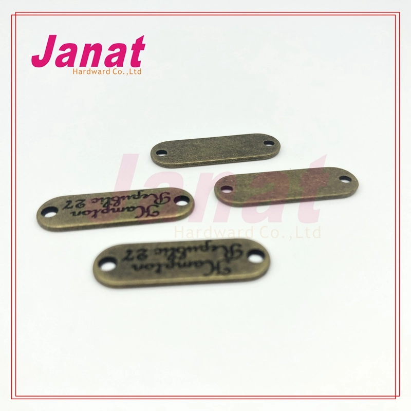 Anti Brass Color 4 Hole Sewing Label, Metal Sewing Badge with 2 Small Hole