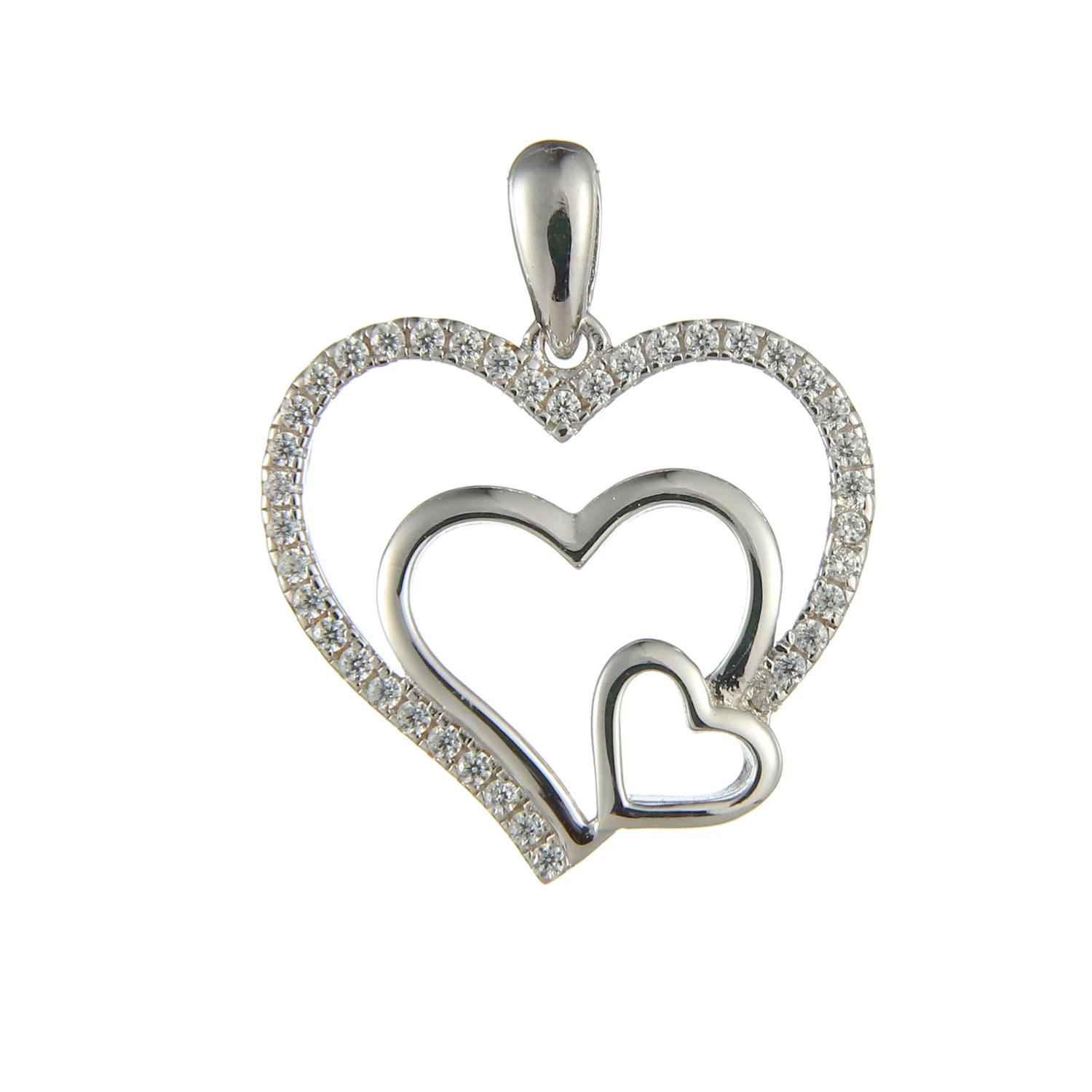 Fashion Cubid 925 Sterling Silver Heart Pendant with Cubic Zirconia