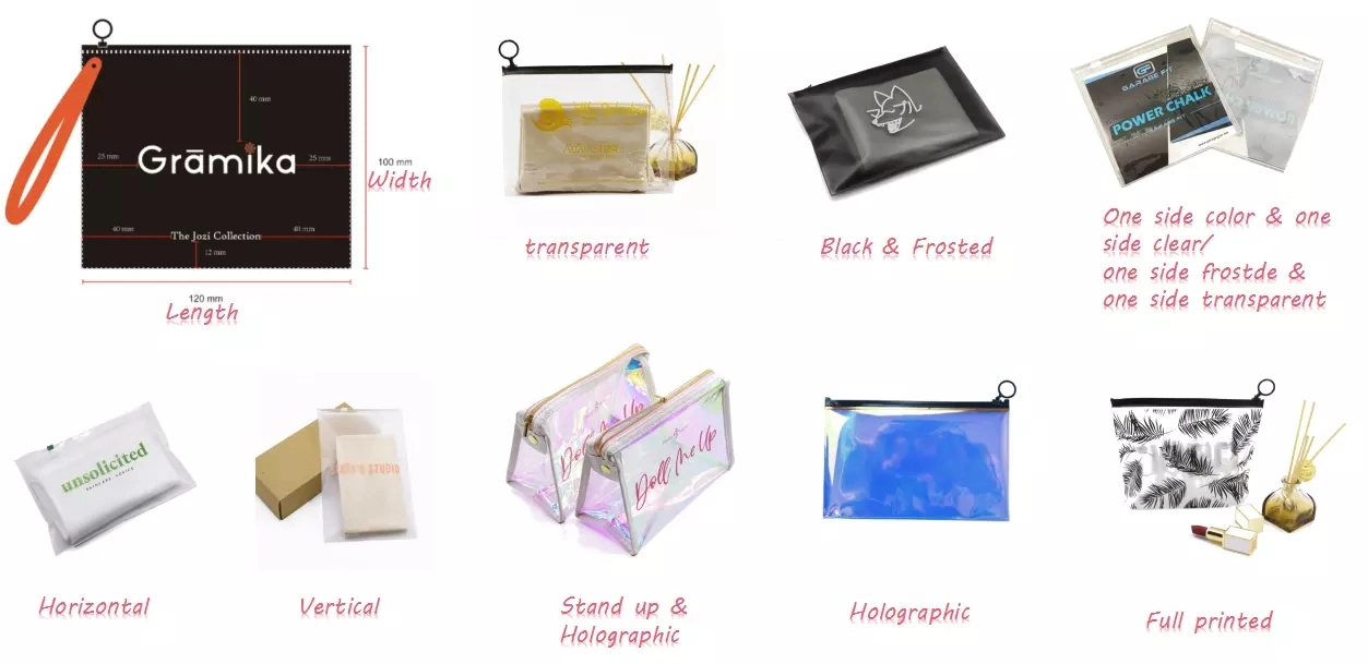 Luxury High quality/High cost performance TPU Holographic Laser Effect Ziplock Bag for Make up Pouch