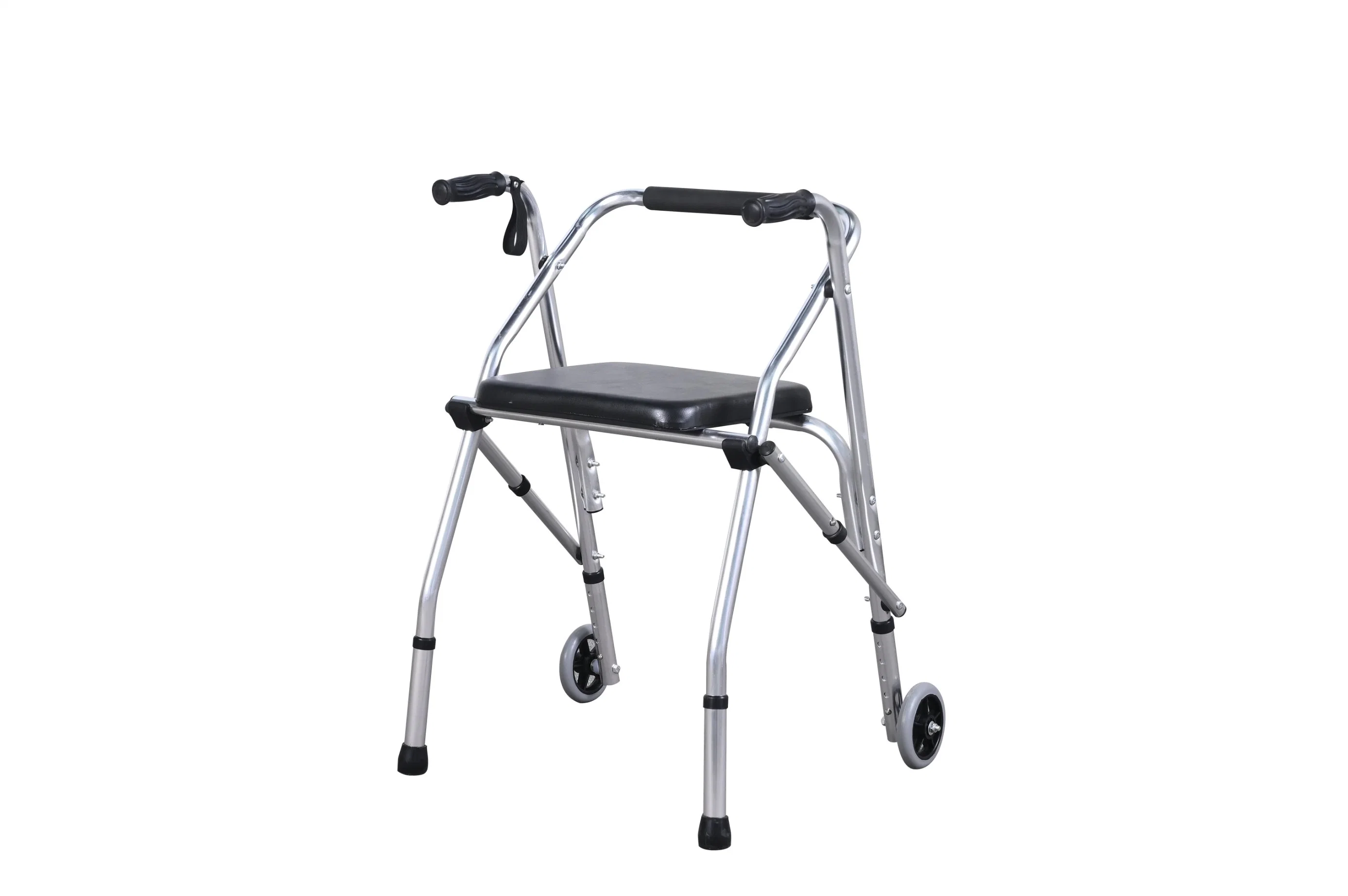 Lightweight Aluminum Foldable Medical Walker with Swivel Wheels for Elderly Walking and Patient Rehabilitation as Hospital Equipment- E