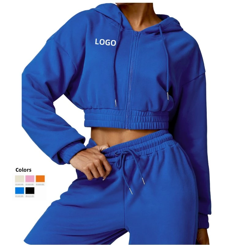Logo Custom Outdoor Warm Long-Sleeve Hoodie Athletic Gym Fitness Workout High Elastic Zipper Sportswear for Women