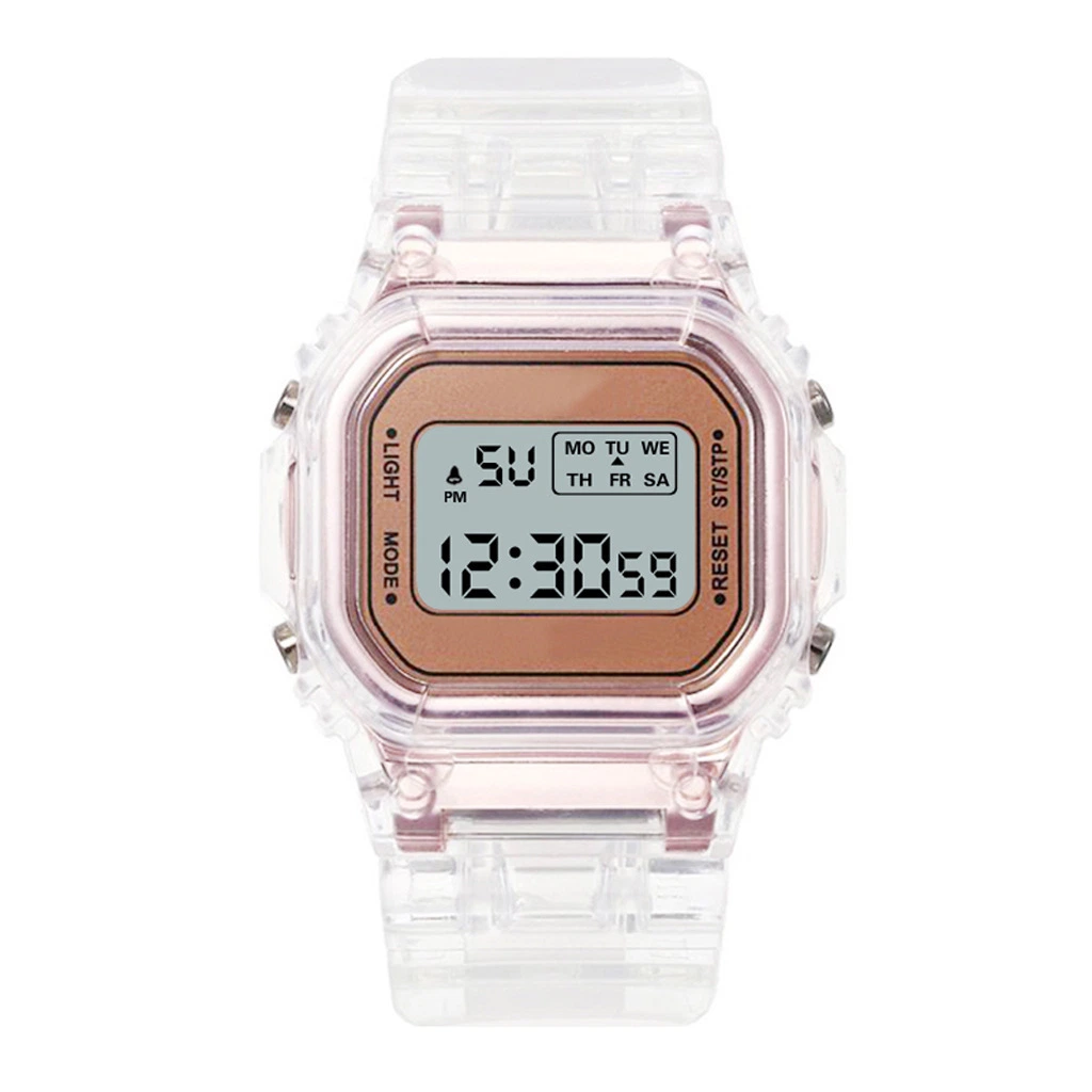 Luminous Alarm Clock Sports Waterproof Multifunctional Transparent Square LED Watch