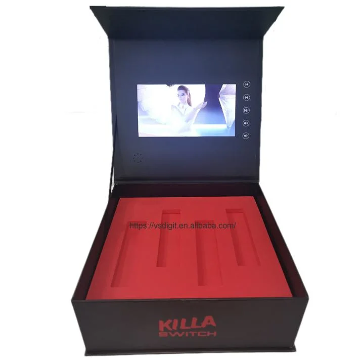 High End Collection Gift Box Packing Box Luxury Jewelry Cosmetics 7 Inch LCD Display Promotional Video Box